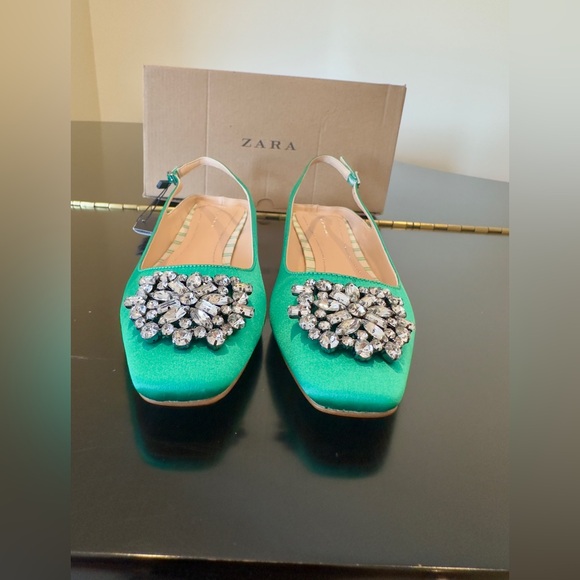 NWT Zara Luxury Spring Summer Wedding Embelished Bejeweled slingback mules/shoes - Picture 12 of 17